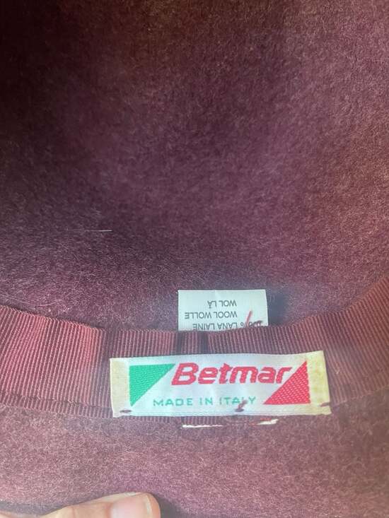 Betmar Italy 100% Wool Cloche Hat Burgundy Wine Felt Bucket Dark Academia Medium main image 7